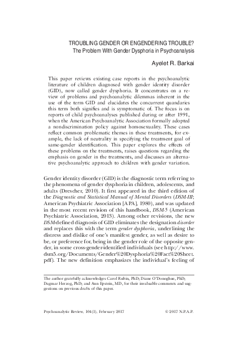 (PDF) Troubling Gender or Engendering Trouble? The Problem With Gender ...