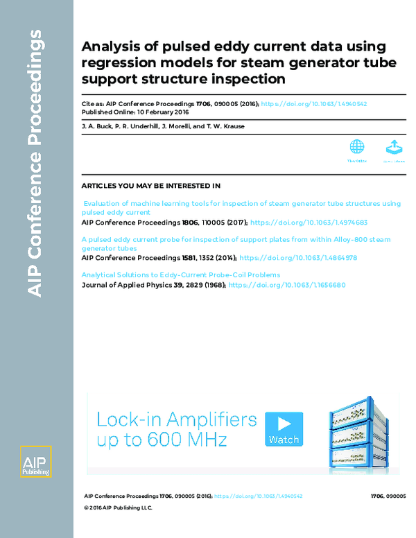 (PDF) Analysis of pulsed eddy current data using regression models for ...