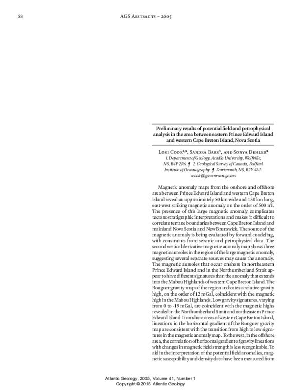 (PDF) Abstract: Preliminary results of potential field and ...