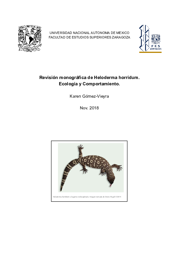 (PDF) Revisión monográfica de Heloderma horridum. Ecología y ...