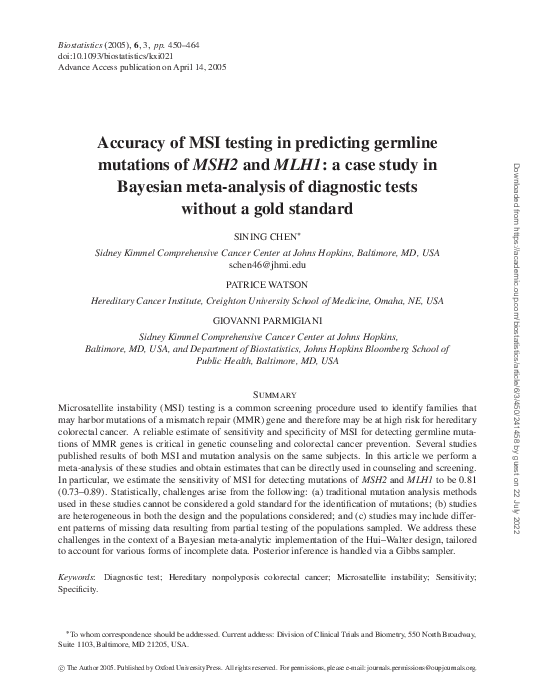 (PDF) Accuracy of MSI testing in predicting germline mutations of MSH2 ...
