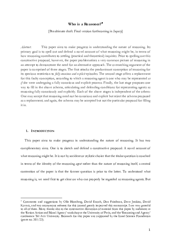 (PDF) Who is a Reasoner?