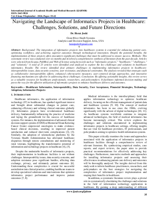 (PDF) Navigating the Landscape of Informatics Projects in Healthcare ...