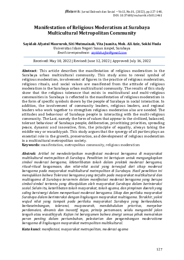 (PDF) Manifestation of Religious Moderation in Multicultural ...