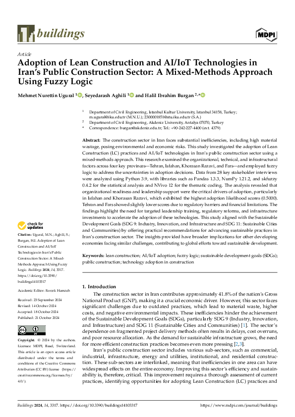 (PDF) Adoption of Lean Construction and AI/IoT Technologies in Iran's ...