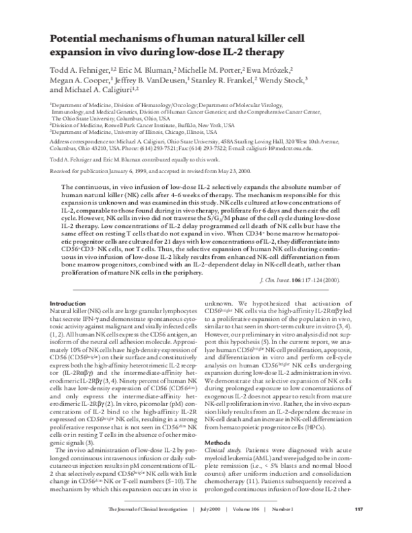 (PDF) Potential mechanisms of human natural killer cell expansion in ...
