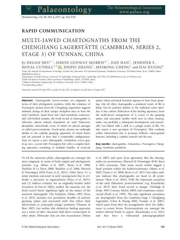 (PDF) Multi-jawed chaetognaths from the Chengjiang Lagerstätte ...