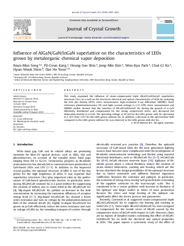 (PDF) Influence of AlGaN/GaN/InGaN superlattice on the characteristics ...