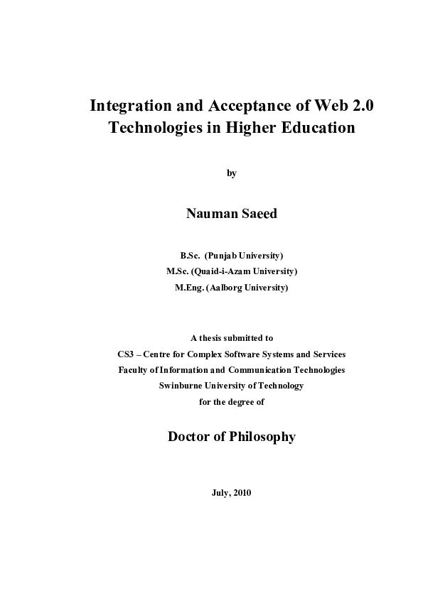 (PDF) Integration and acceptance of Web 2.0 technologies in higher ...