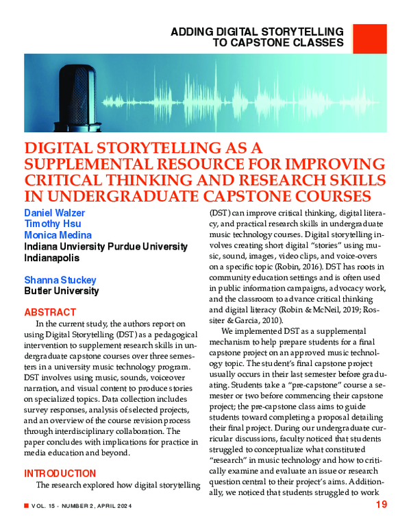 (PDF) Digital Storytelling as a Supplemental Resource for Improving ...