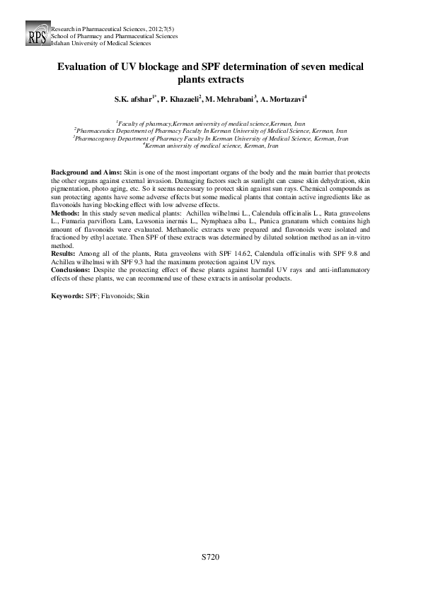 (PDF) Evaluation of UV blockage and SPF determination of seven medical ...