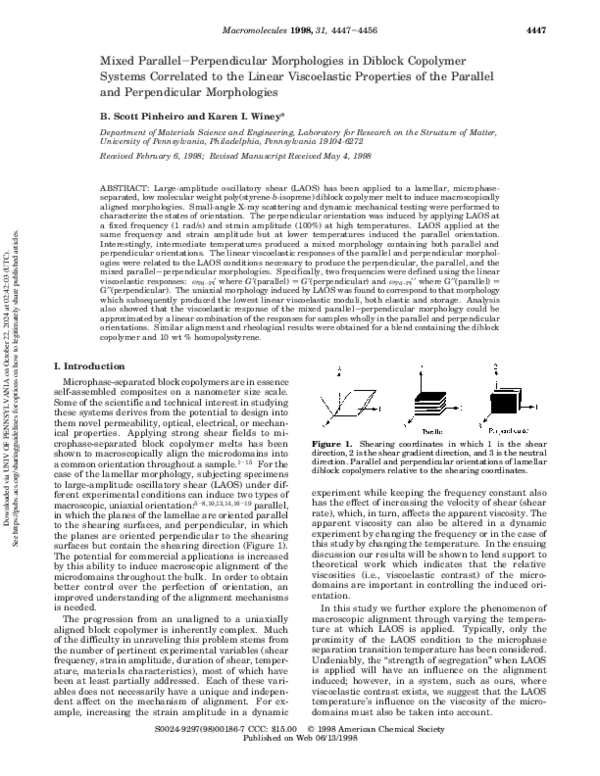 (PDF) Mixed Parallel-Perpendicular Morphologies in Diblock Copolymer ...