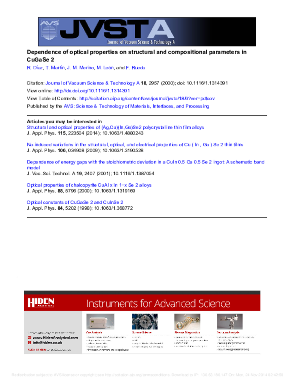 (PDF) Dependence of optical properties on structural and compositional ...