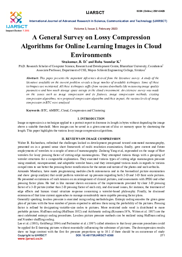 (PDF) A General Survey on Lossy Compression Algorithms for Online ...