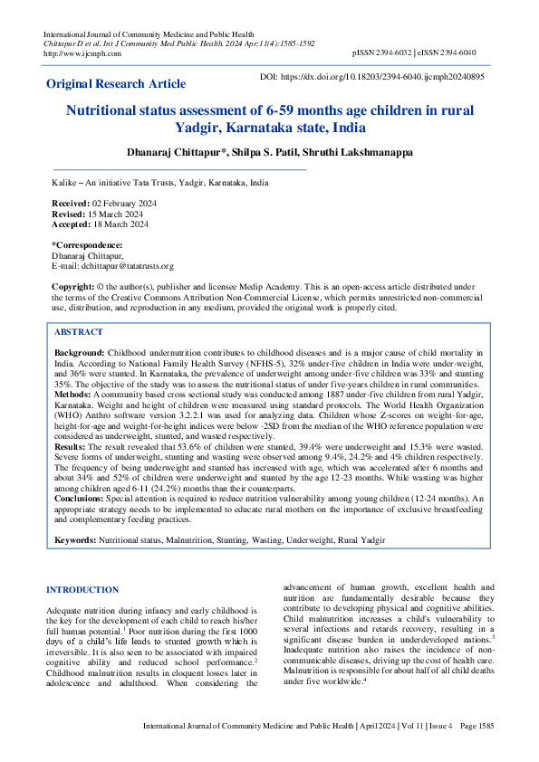 (PDF) Nutritional status assessment of 6-59 months age children in ...
