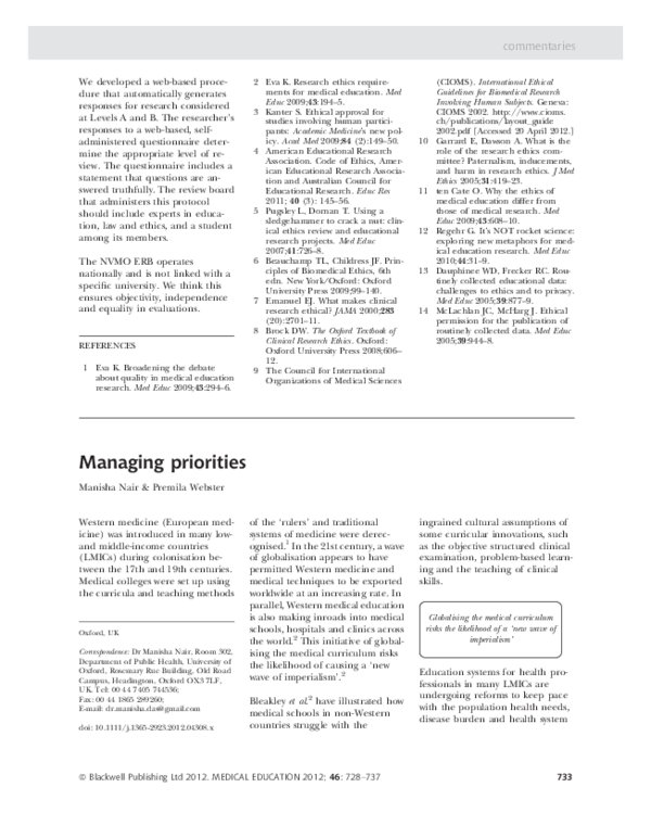 (PDF) Managing priorities
