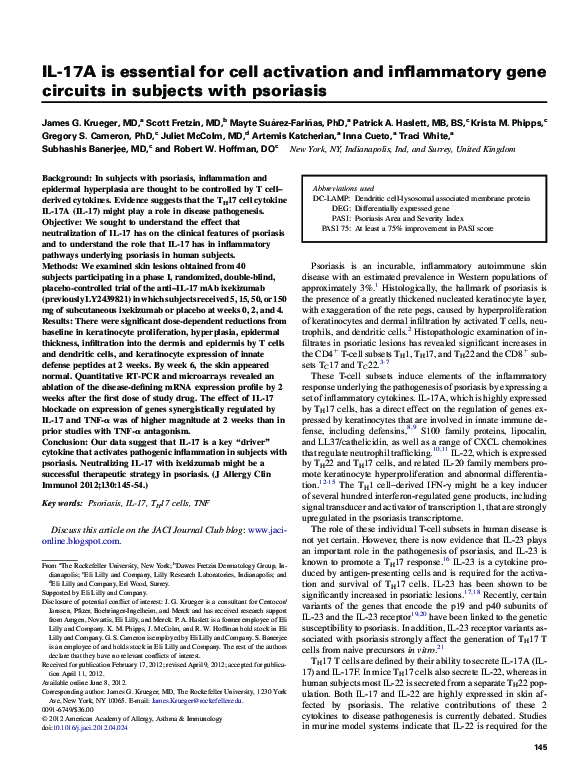 (PDF) IL-17A is essential for cell activation and inflammatory gene ...