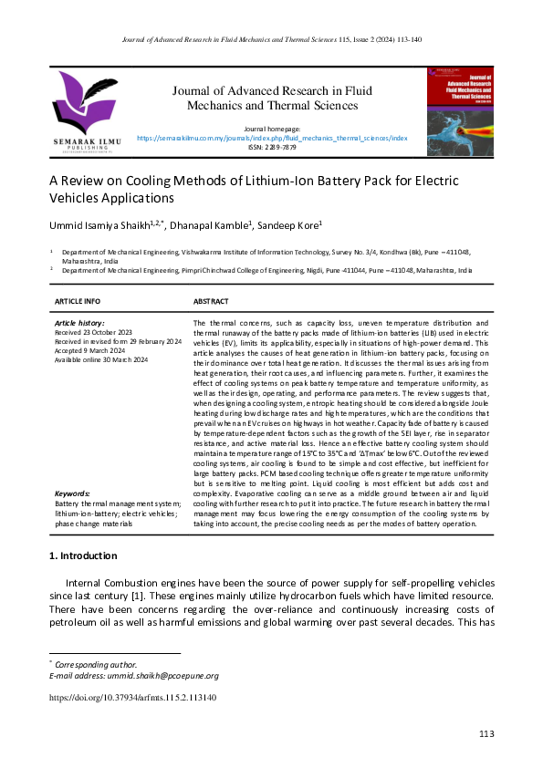 (PDF) A Review on Cooling Methods of Lithium-Ion Battery Pack for ...