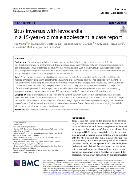 (PDF) Situs inversus with levocardia in a 15-year-old male adolescent ...