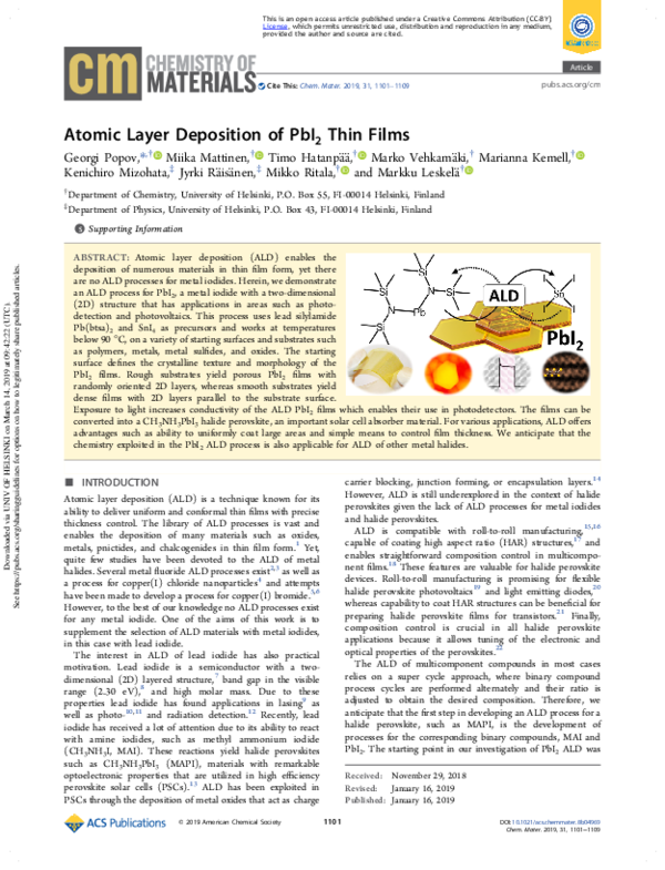 (PDF) Atomic Layer Deposition of PbI2 Thin Films