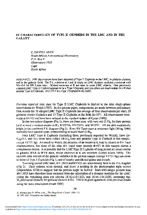 (PDF) IR Characteristics of Type II Cepheids in the LMC and in the Galaxy