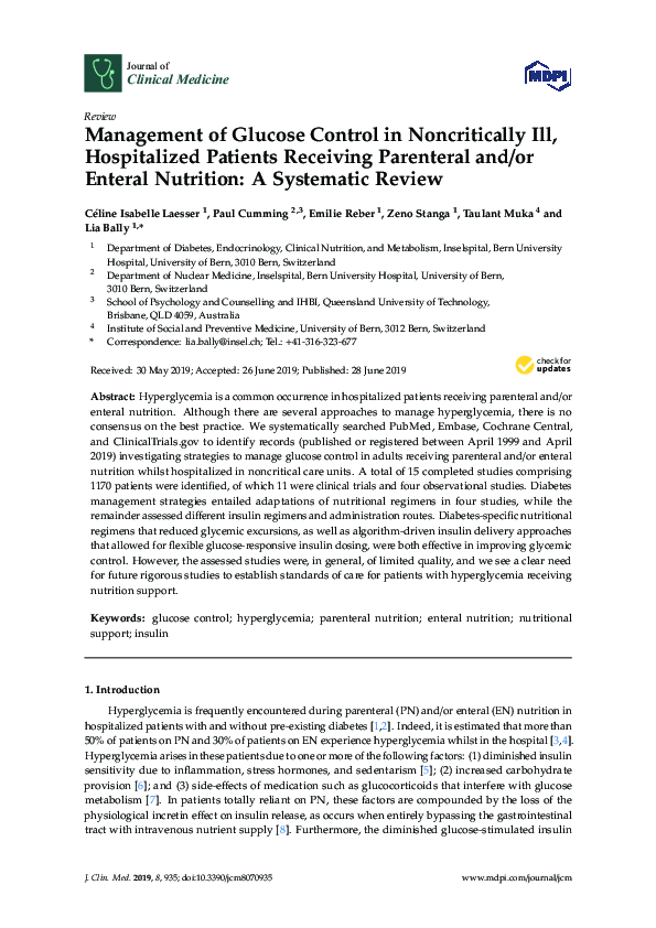 (PDF) Management of Glucose Control in Noncritically Ill, Hospitalized ...