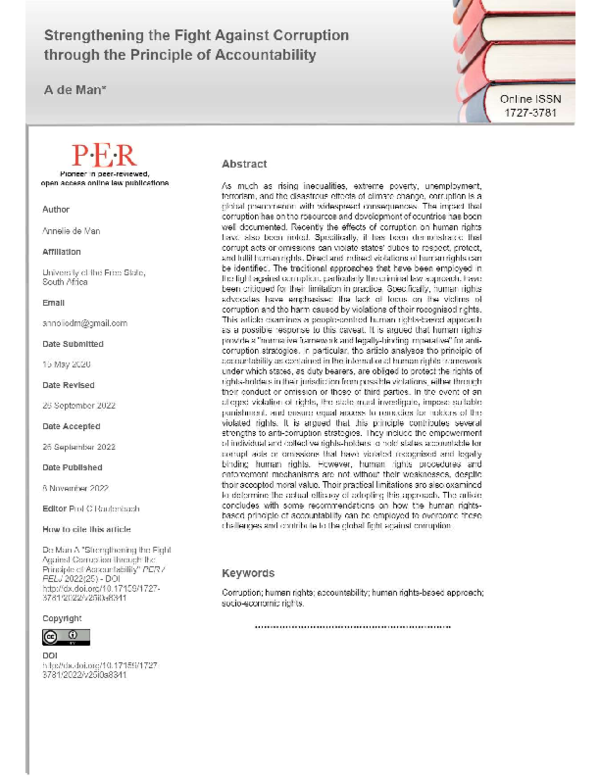 (PDF) Strengthening the Fight Against Corruption through the Principle ...