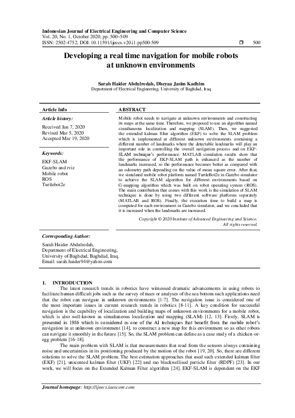 (PDF) Developing a real time navigation for the mobile robots at ...