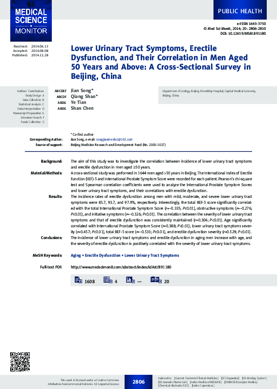 (PDF) Lower urinary tract symptoms, erectile dysfunction, and their ...