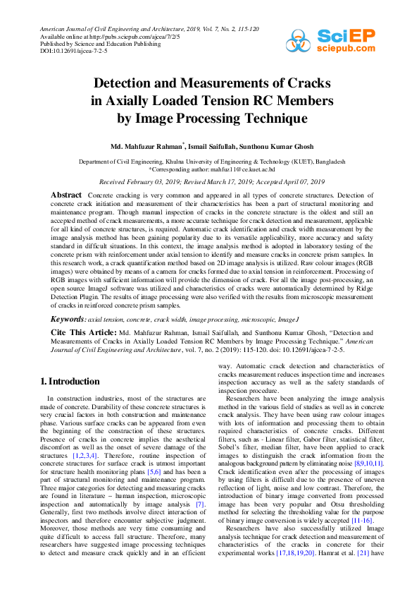 (PDF) Detection and Measurements of Cracks in Axially Loaded Tension RC ...