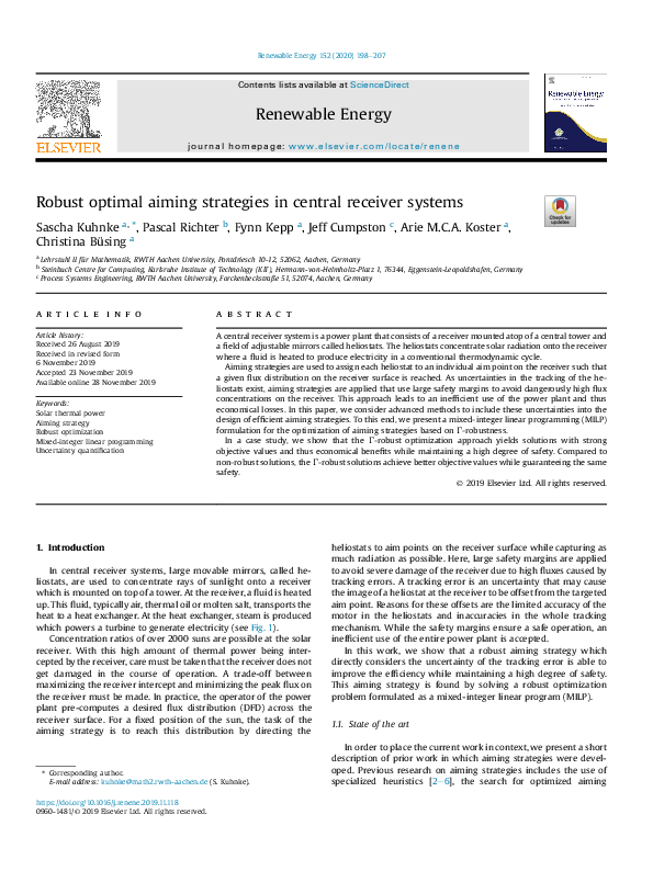 (PDF) Robust optimal aiming strategies in central receiver systems
