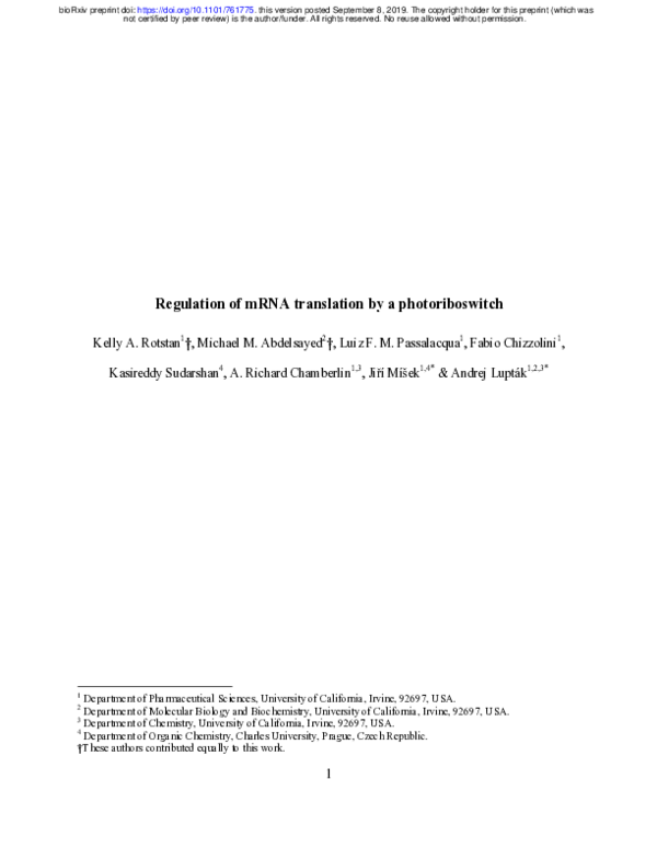 (PDF) Regulation of mRNA translation by a photoriboswitch