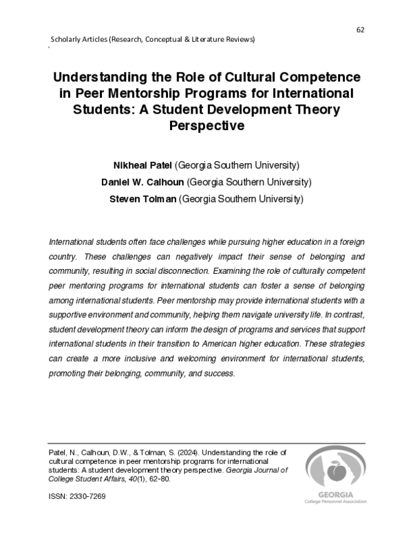 (PDF) Understanding the Role of Cultural Competence in Peer Mentorship ...