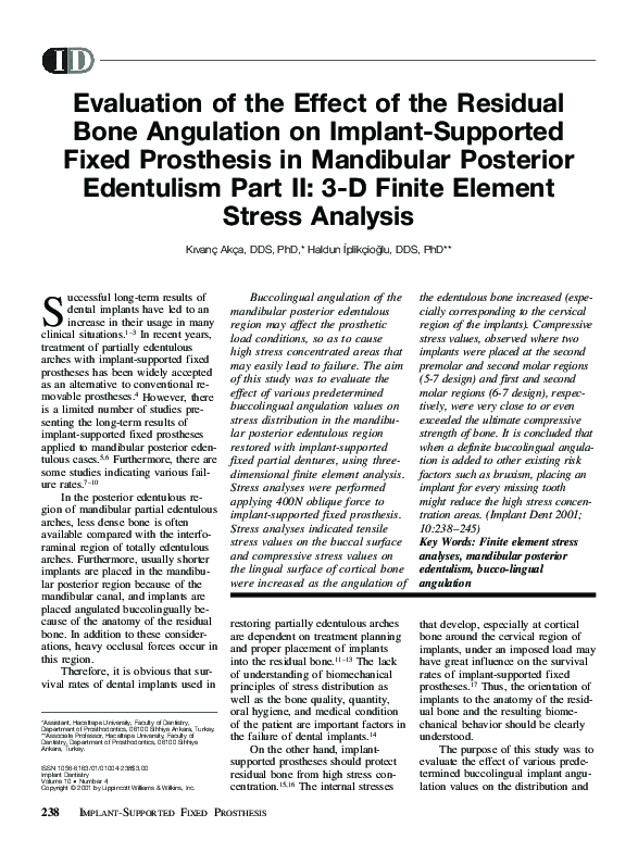 (PDF) Evaluation of the Effect of the Residual Bone Angulation on ...