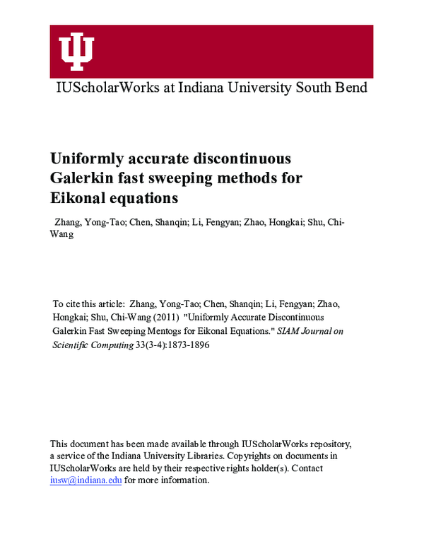 (PDF) Uniformly Accurate Discontinuous Galerkin Fast Sweeping Methods ...