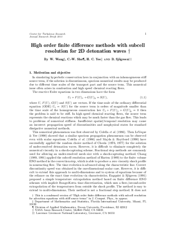 (PDF) High Order Finite Difference Methods with Subcell Resolution for ...