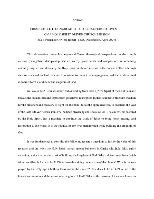 (PDF) Doctoral Dissertation Abstract- Th.D. Newburgh Theological ...