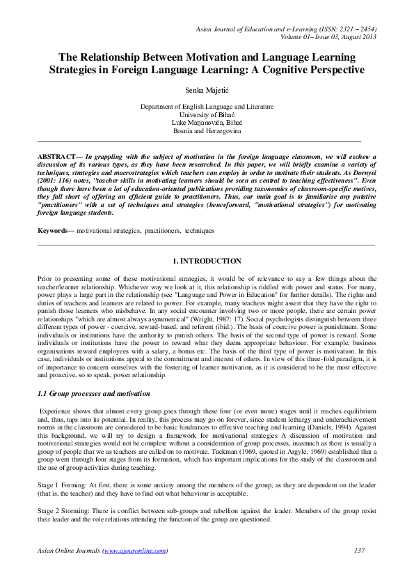 (PDF) The Relationship Between Motivation and Language Learning ...