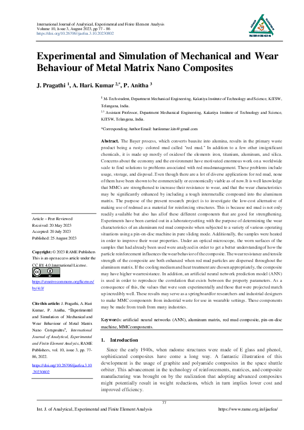 (PDF) Experimental and Simulation of Mechanical and Wear Behaviour of ...