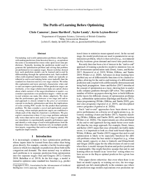 (PDF) The Perils of Learning Before Optimizing