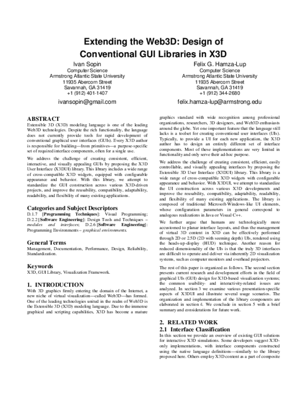 (PDF) Extending the Web3D: design of conventional GUI libraries in X3D