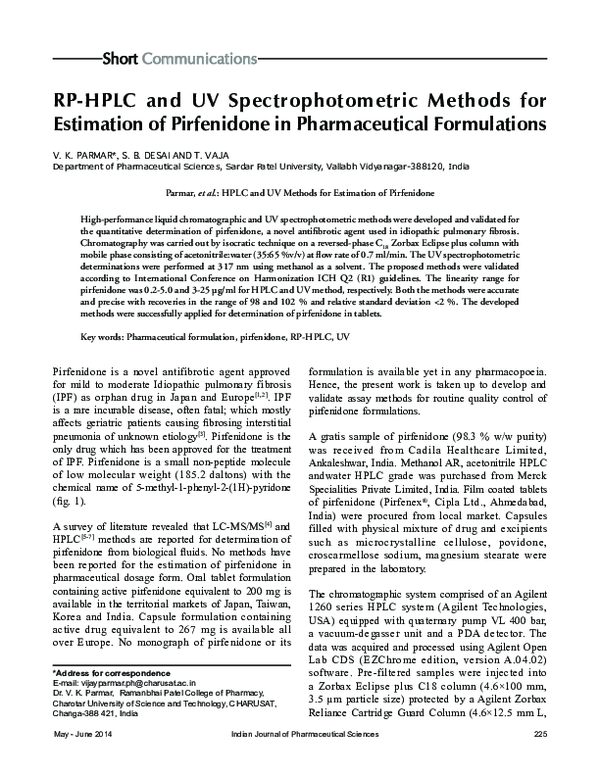 (PDF) RP-HPLC and UV Spectrophotometric Methods for Estimation of ...