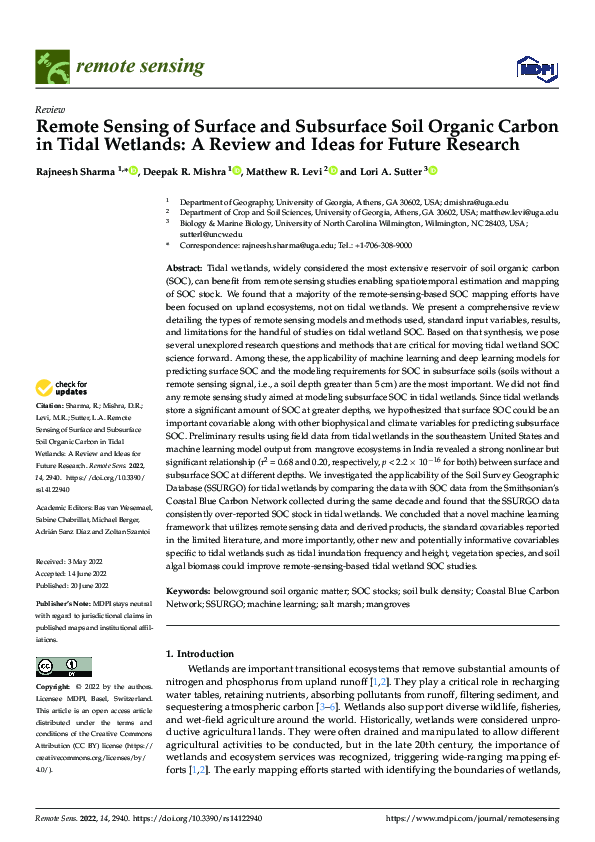 (PDF) Remote Sensing of Surface and Subsurface Soil Organic Carbon in ...