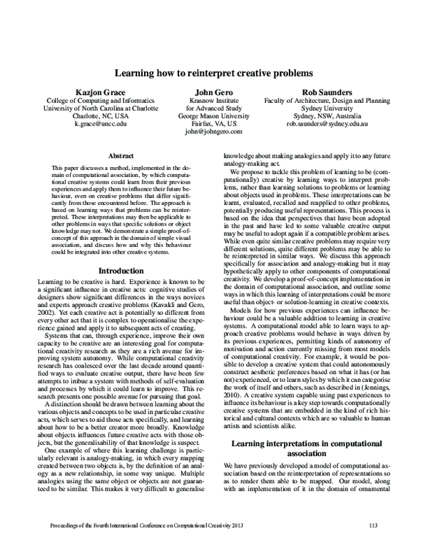 (PDF) Learning how to reinterpret creative problems