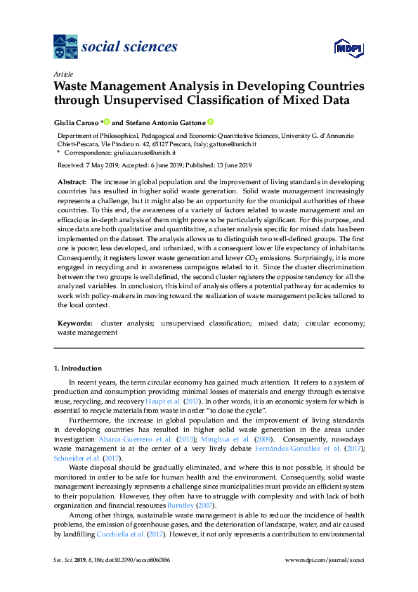 (PDF) Waste Management Analysis in Developing Countries through ...