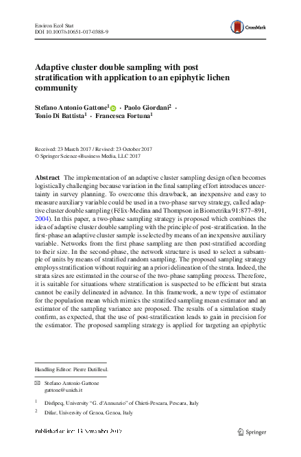 (PDF) Adaptive cluster double sampling with post stratification with ...