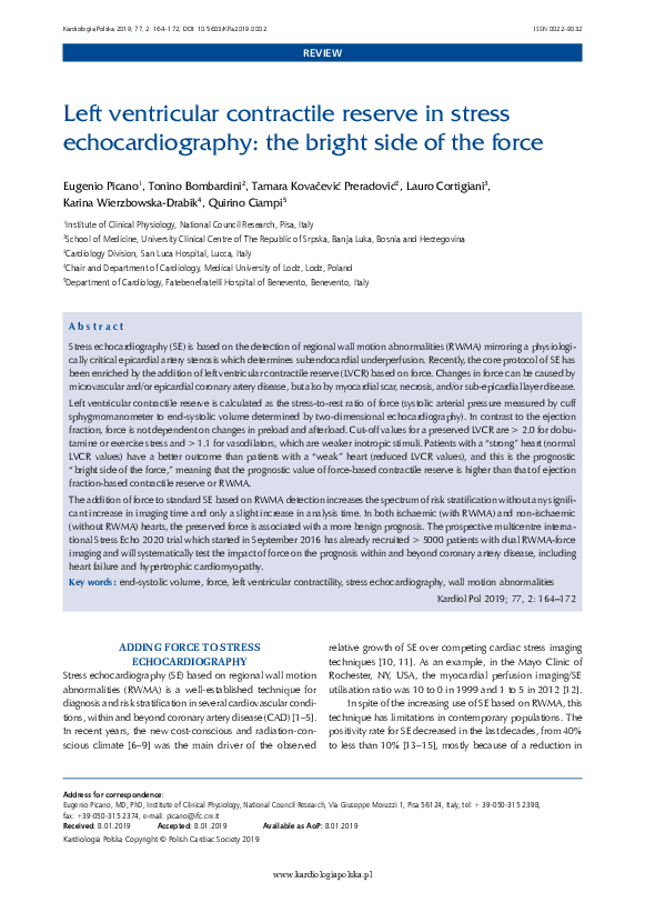 (PDF) Left ventricular contractile reserve in stress echocardiography ...