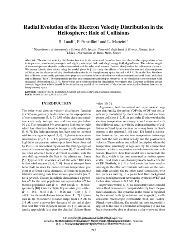 (PDF) Radial Evolution of the Electron Velocity Distribution in the ...