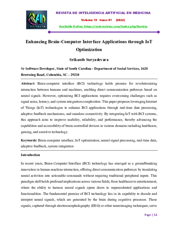 (PDF) Enhancing Brain-Computer Interface Applications through IoT ...
