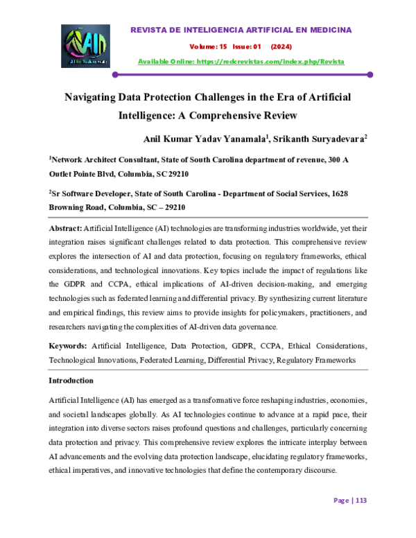 (PDF) Navigating Data Protection Challenges in the Era of Artificial ...